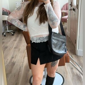 Floral Sheer Long Sleeve Top with Built-In Tank | size L | romantic